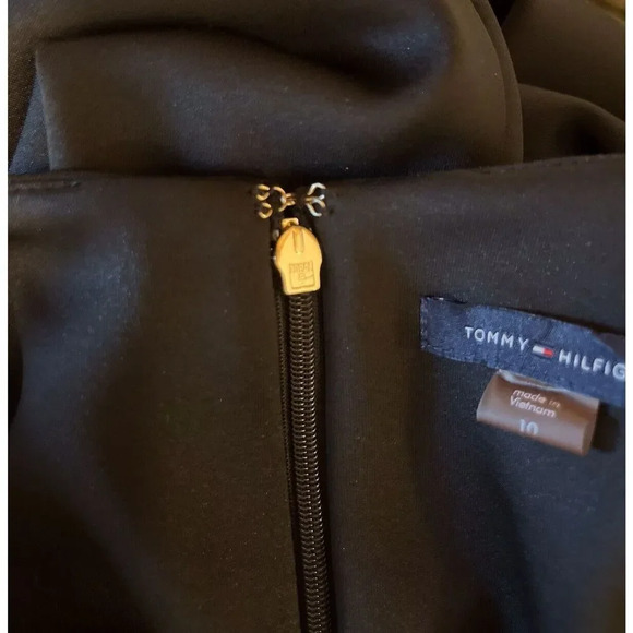 Tommy Hilfiger Scuba Crew Neck Flutter Ruffle Cap Sleeve Dress Black Size 10 - Picture 9 of 11